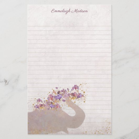Papeterie Tan Elephant Dreamy Boho Chic Monogram Stationery (Devant)