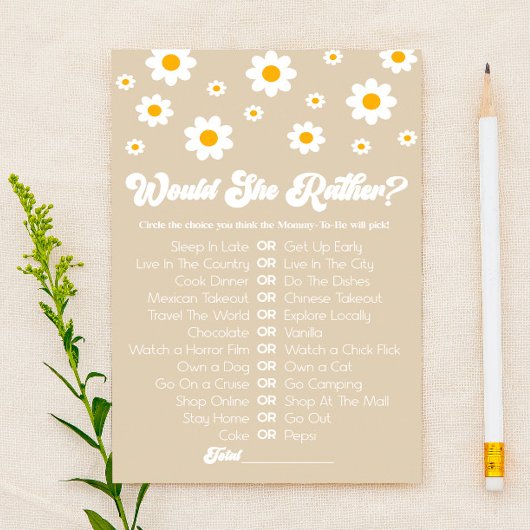 Papeterie Tan Retro Daisy Voudrait Elle Plutôt Baby shower J