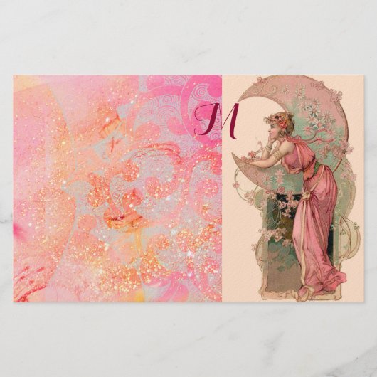 PAPETERIE TAROTS/ LUNE LADY, MONOGRAMME DES ÉPAULES FLORALES (Devant)