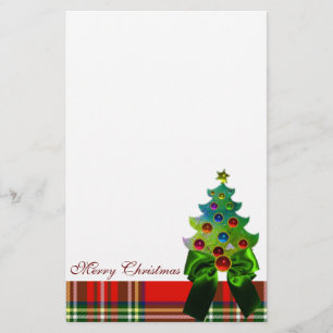 PAPETERIE TARTAN ÉCOSSAIS, ARC VERT ET ARBRE DE NOËL