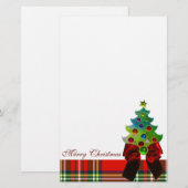 PAPETERIE TARTAN ÉCOSSAIS, BOIS ROUGE ET ARBRE DE NOËL (Devant / Derrière)