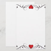 Papeterie Tatouage élégant de coeur stationnaire (Devant / Derrière)