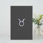 Papeterie Taurus Zodiac Sign on Black Carbon Fibre Print (Debout devant)