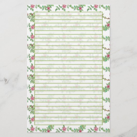 Papeterie Tea rose Rose Aquarelle Fleurs Liner (Devant)