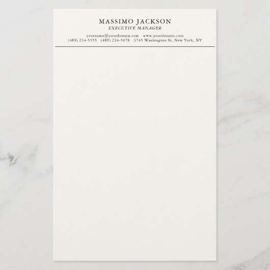 Papeterie Tendance Moderne Simple Noir & Blanc Professionnel (Devant)