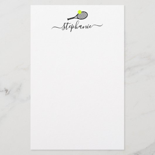 Papeterie Tennis Stationery Papier Script Nom personnalisé (Devant)