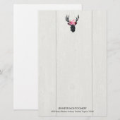 Papeterie Tête de cerf géométrique avec couronne florale sur (Devant / Derrière)