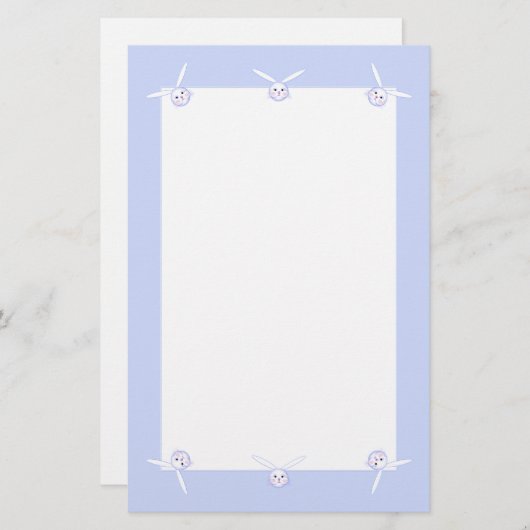 Papeterie Têtes de lapin pour enfants - Bleu (Devant / Derrière)