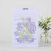 Papeterie Texas State Mockingbird & Bluebonnet Flower (Debout devant)