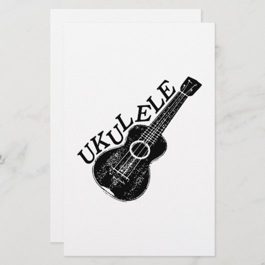 Papeterie Texte Et Image Ukulele (Devant / Derrière)