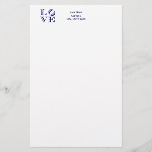 Papeterie Texte graphique LOVE - Bleu (Devant)