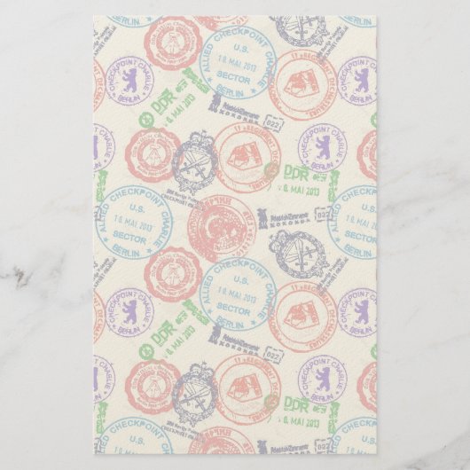 Papeterie Texture avec de vrais timbres. (Devant)