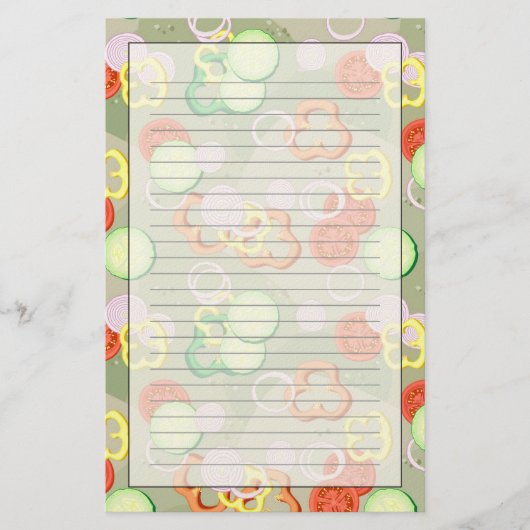 Papeterie Texture avec des tranches de légumes (Devant)