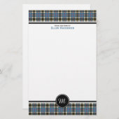 Papeterie Thompson Clan Bleu Robe Formelle Tartan Monogramme (Devant / Derrière)