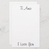Papeterie Ti Amo/I Love You (Devant / Derrière)