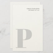 Papeterie Titre de nom de monogramme gris moderne minimalist (Devant / Derrière)