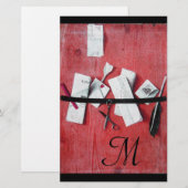 Papeterie TITULAIRE DE LETTRE EN BOIS MONOGRAM rouge noir bl (Devant / Derrière)