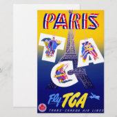 Papeterie Tour Eiffel vintage publicité pour les voyages aér (Devant / Derrière)