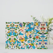 PAPETERIE TOURBILLONS FLEURIS BLEUS DE LA RENAISSANCE FLOREN (Debout devant)