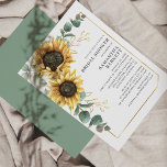 Papeterie Tournesol Eucalyptus Fête des mariées FloraI Invit<br><div class="desc">Créez une carte d'invitation à la douche nuptiale fleurie de tournesol moderne avec ce modèle mignon avec un beau bouquet fleuri rustique avec une typographie simple et moderne. CONSEIL : Des cartes de suite mariage comme RSVP, des programmes de mariage, des bannières, des tapisseries, des étiquettes cadeaux, des affiches, et...</div>