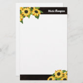 Papeterie Tournesol Rustique & Bois Avec Votre Nom (Devant / Derrière)