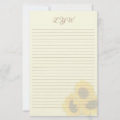 Papeterie Tournesols Floral Monogrammé Doublé Ecru (Devant)
