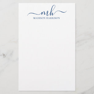 Papeterie Toute couleur Personnalisée Initiales & Nom Papier