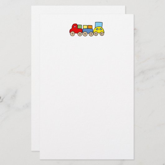 Papeterie Train en bois avec des briques (Devant / Derrière)