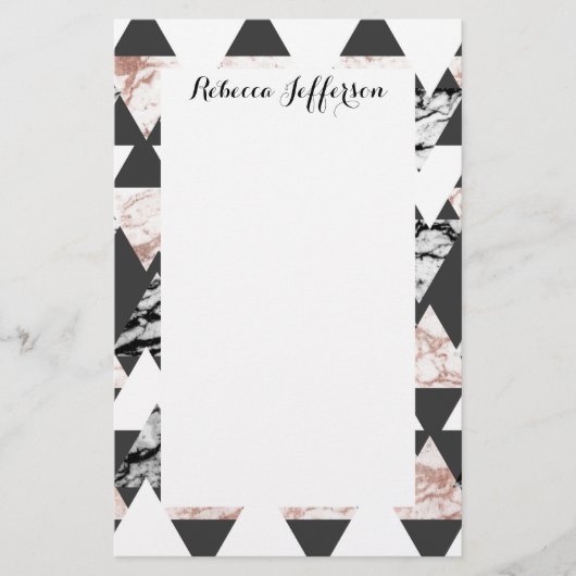 Papeterie Triangles de Geo Geo en marbre d'or noir blanc mod (Devant)