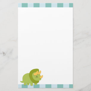 Papeterie Triceratops vert et jaune de dessin animé Kawaii