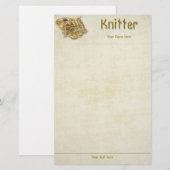 Papeterie Tricoteuse - tricotez à la main le fil bronzage de (Devant / Derrière)