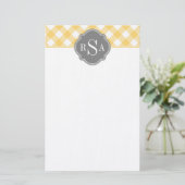 Papeterie Triple Monogramme gris jaune En vichy Motif (Debout devant)