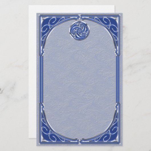 Papeterie Triskel en argent bleu (Devant / Derrière)