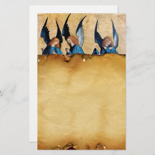 Papeterie Trois anges en bleu, Parchemin Brown (Devant / Derrière)