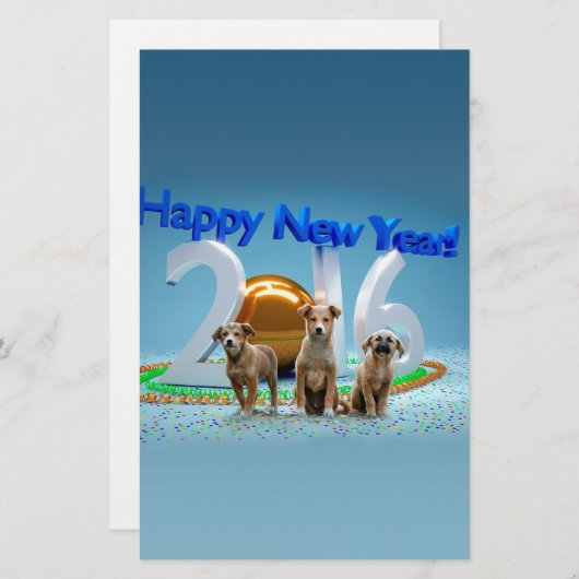 Papeterie Trois Chiens mignons qui souhaitent une bonne anné (Devant / Derrière)