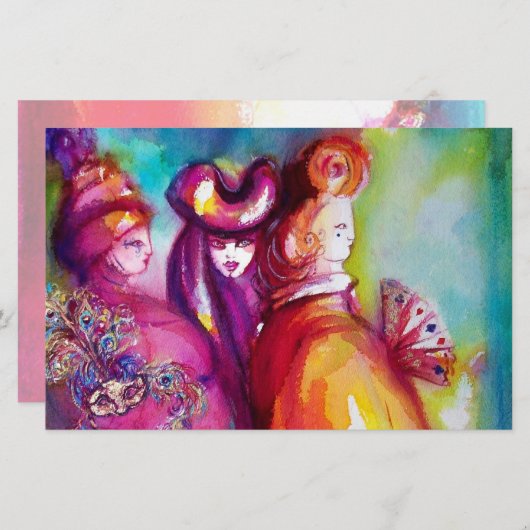 Papeterie TROISIÈME MASQUE, Vénétie Masquerade Ball papeteri (Devant / Derrière)