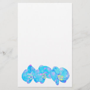 Papeterie Tropical Blue Turquoise aquarelle orchidée peintur