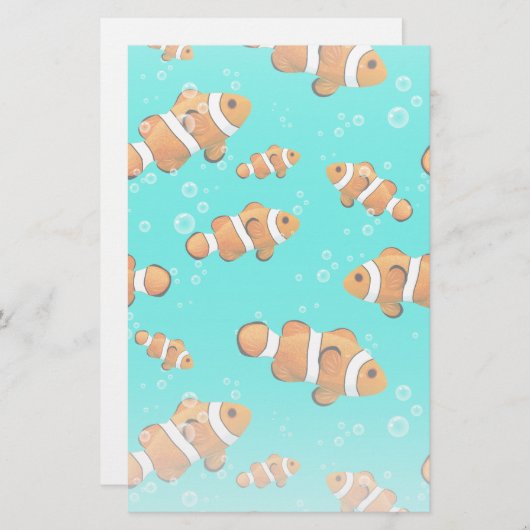 Papeterie Tropical Clownfish & Bubbles Motif (Devant / Derrière)