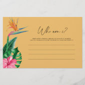 Papeterie Tropical floral - Qui suis-je jeu de douche nuptia (Devant)