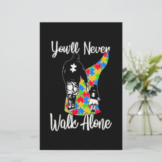 Papeterie Tu ne marcheras jamais seul père fille autisme (Debout devant)