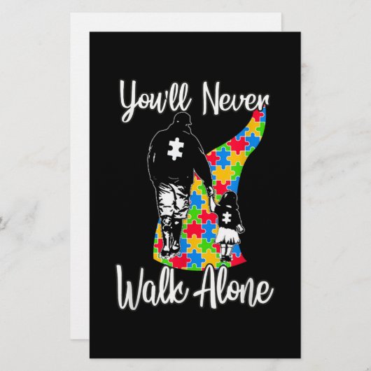 Papeterie Tu ne marcheras jamais seul père fille autisme (Devant / Derrière)