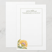 Papeterie Tuiles florales d'abbaye - jaune (Devant / Derrière)