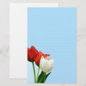 Papeterie Tulipes rouges et blanches sur le papier à lettres (Devant / Derrière)