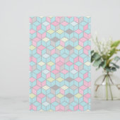 Papeterie Turqouise et Motif de Cube rose (Debout devant)