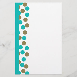 Papeterie Turquoise bleu et foncé tan Polka point stationnai
