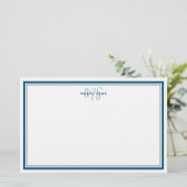 Papeterie Turquoise Bleu Minimaliste Simple Monogramme Deux  (Debout devant)