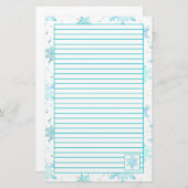 Papeterie Turquoise Blue Snowflakes Linked (Devant / Derrière)