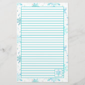 Papeterie Turquoise Blue Snowflakes Linked (Devant)