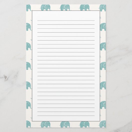 Papeterie Turquoise Cute Elephant Motif (Devant)