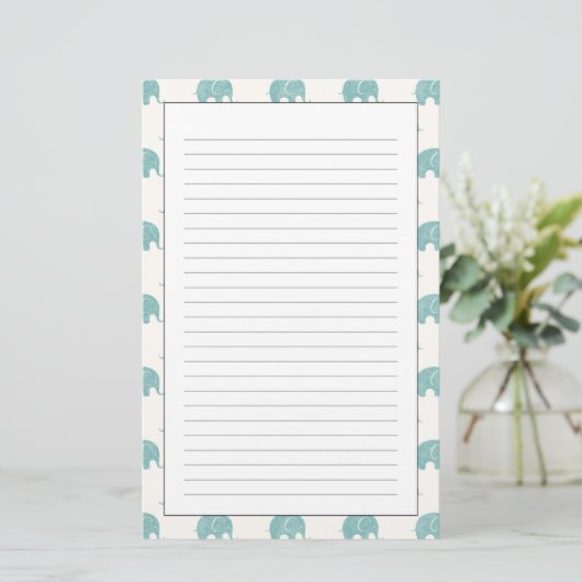 Papeterie Turquoise Cute Elephant Motif (Debout devant)